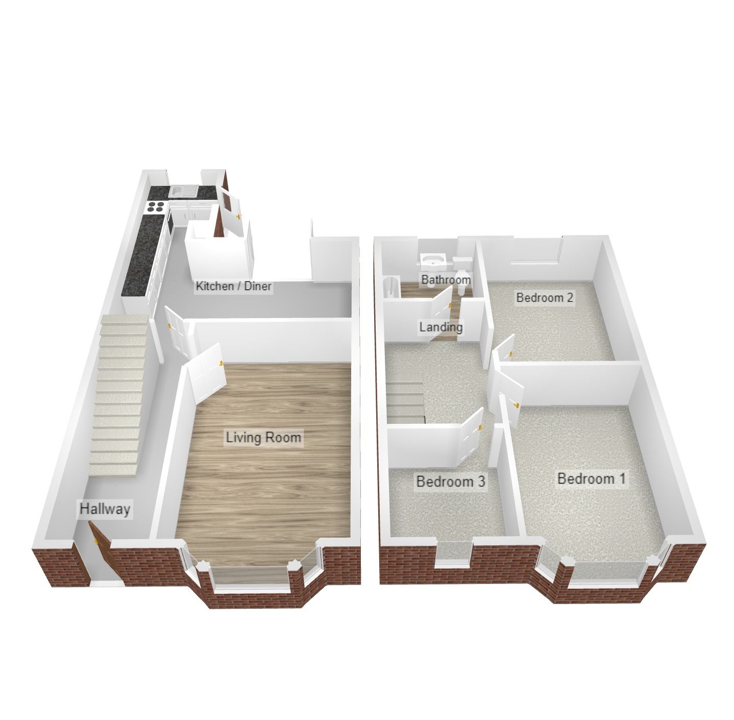 3 bedroom mid terraced house Let in Coventry - Floorplan 2.