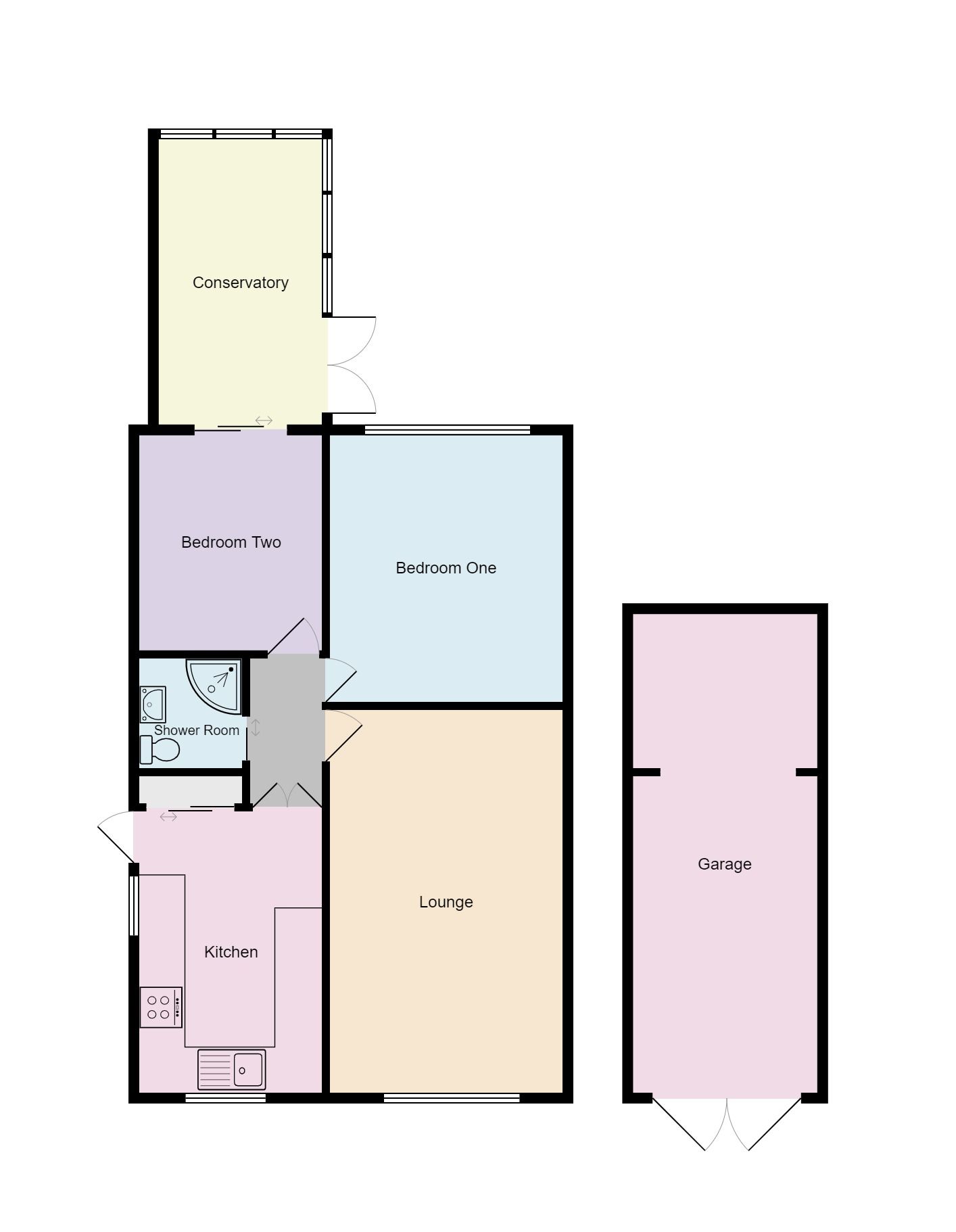 2 bedroom semi-detached bungalow Sold in Coventry - Floorplan 1.