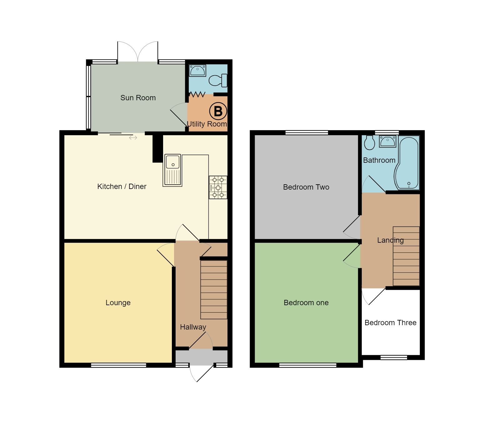 3 bedroom mid terraced house Sold in Coventry - Floorplan 2.