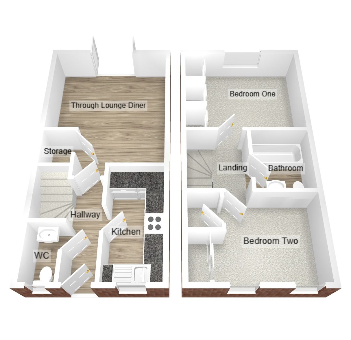 2 bedroom mid terraced house Let in Coventry - Floorplan 1.