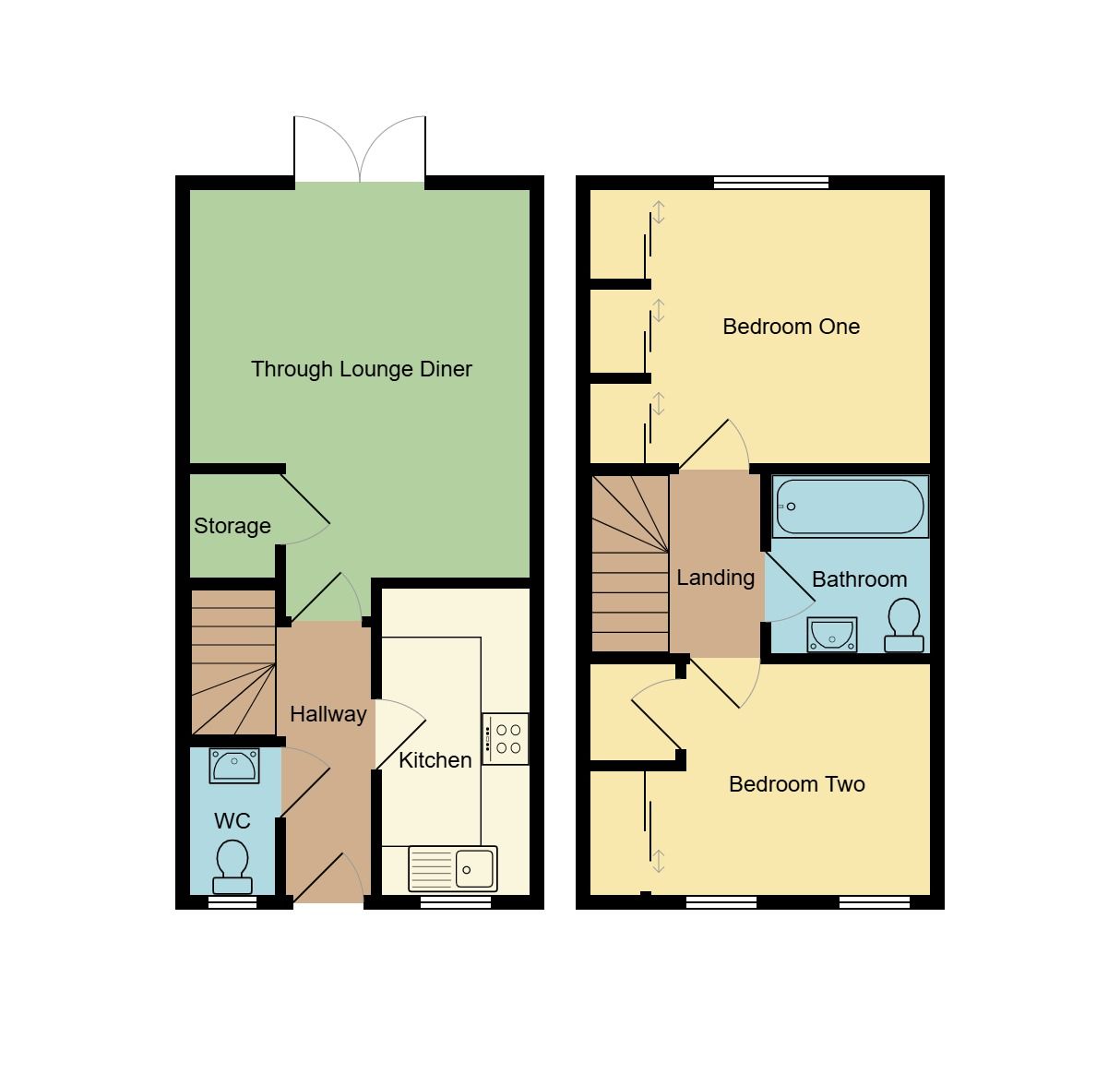 2 bedroom mid terraced house Let in Coventry - Floorplan 2.