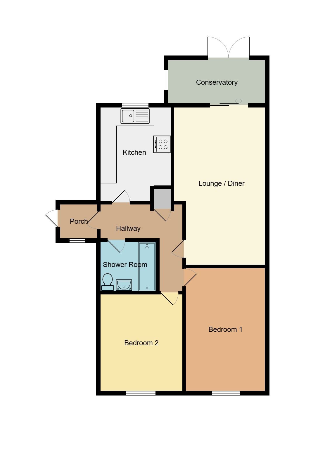 2 bedroom detached bungalow Sold in Coventry - Floorplan 1.