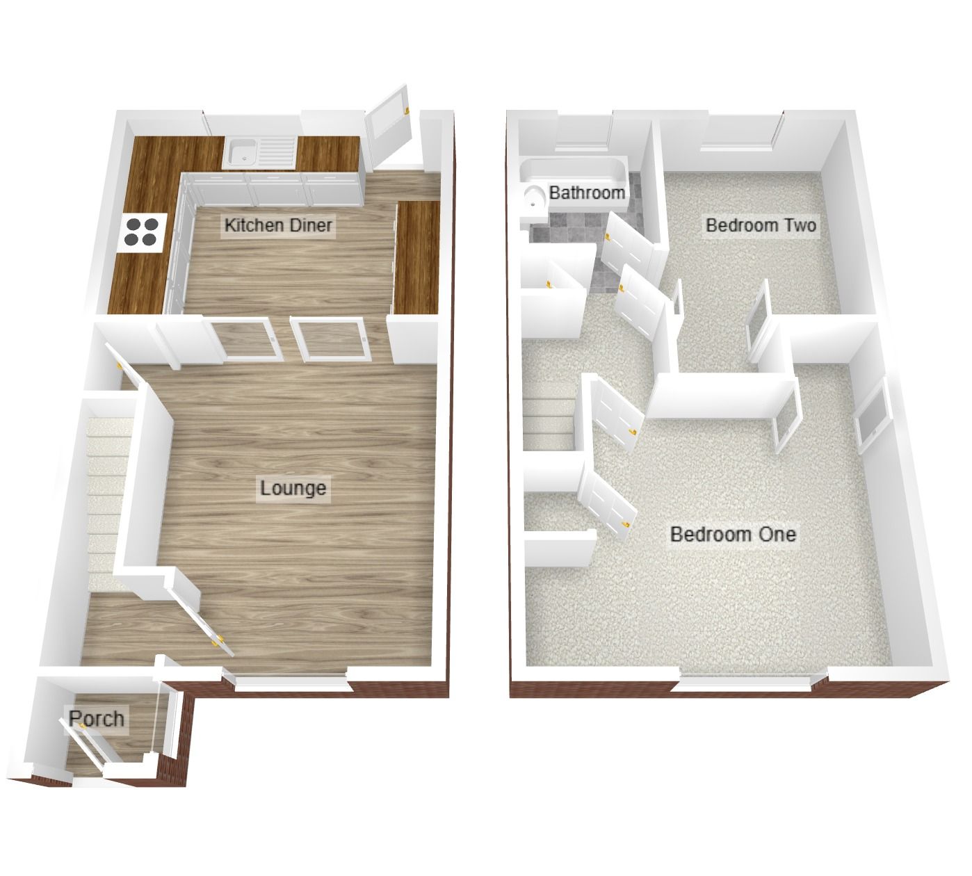 2 bedroom mid terraced house Sold in Rugby - Floorplan 1.