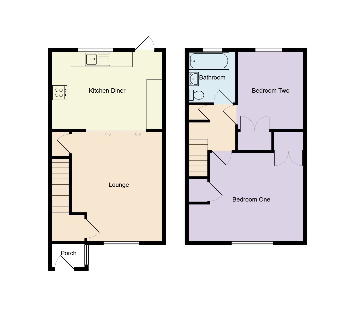 2 bedroom mid terraced house Sold in Rugby - Floorplan 2.