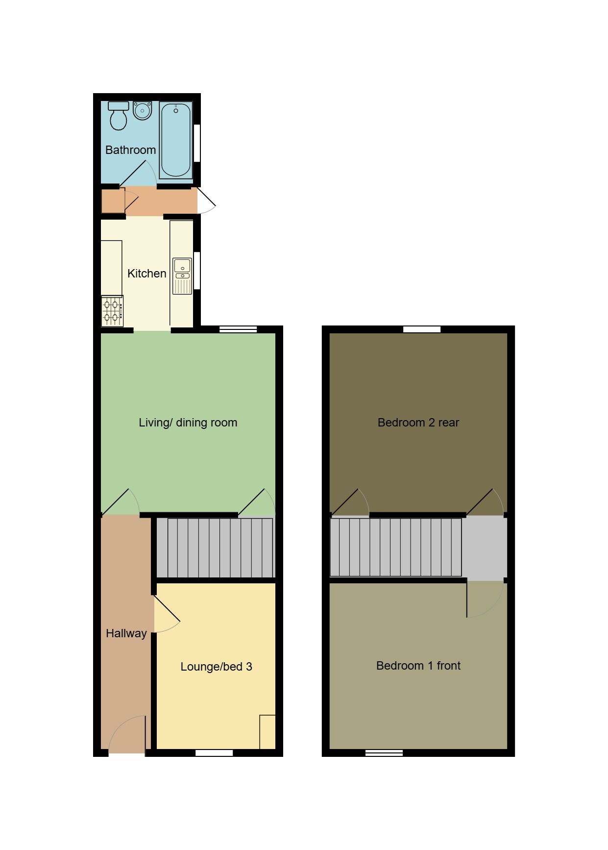 2 bedroom mid terraced house Let in Coventry - Floorplan 1.