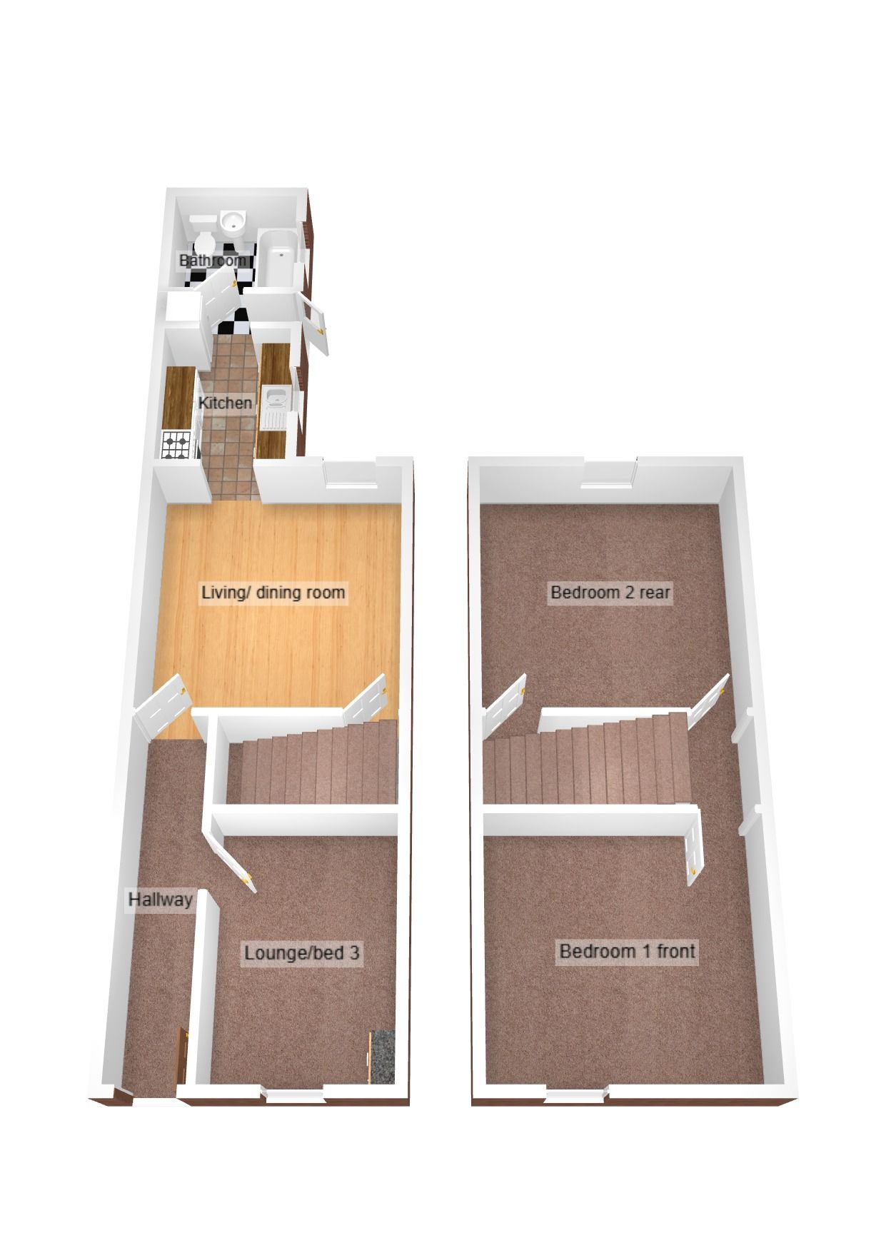 2 bedroom mid terraced house Let in Coventry - Floorplan 2.