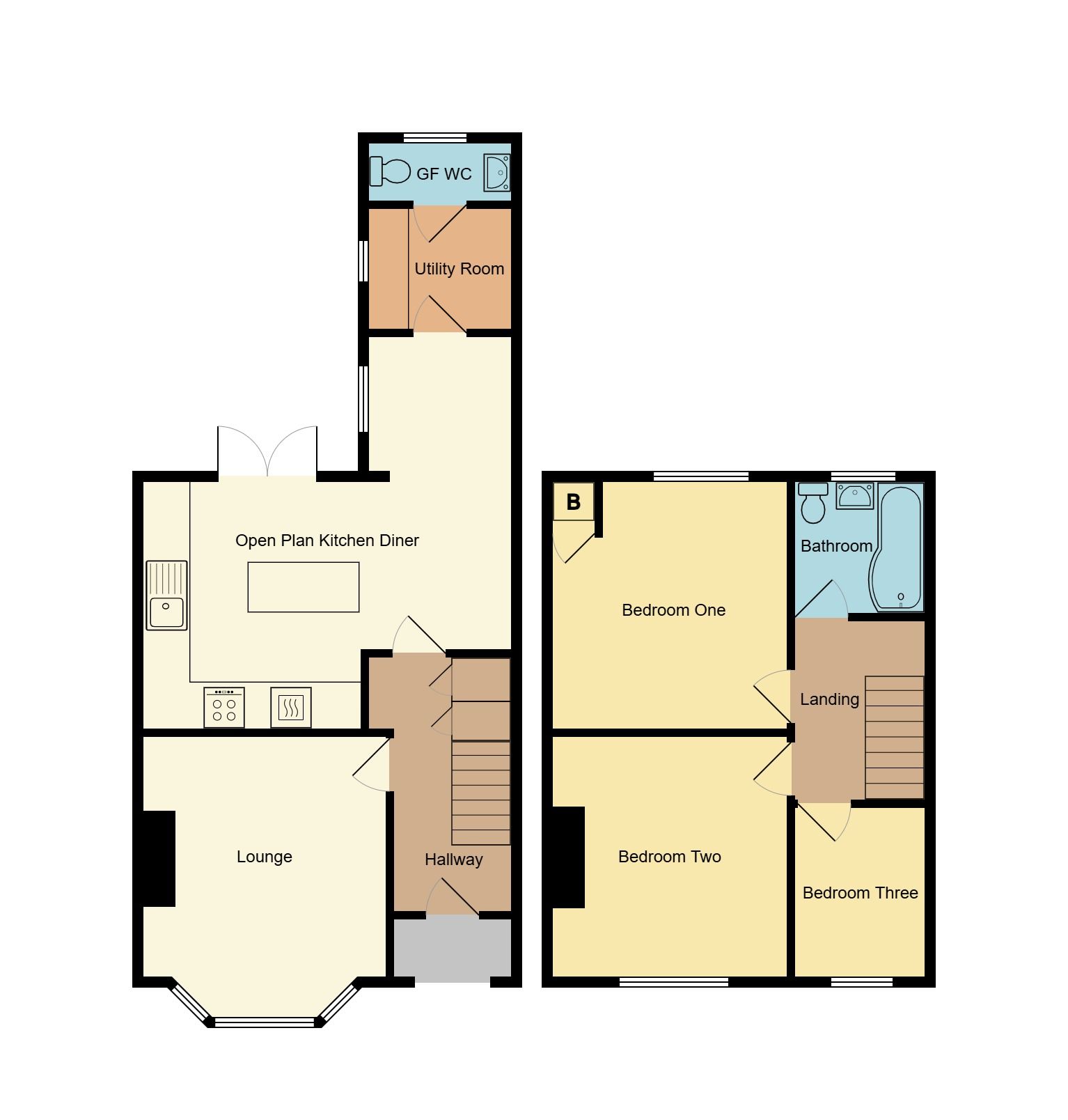 3 bedroom mid terraced house Sold in Coventry - Floorplan 1.