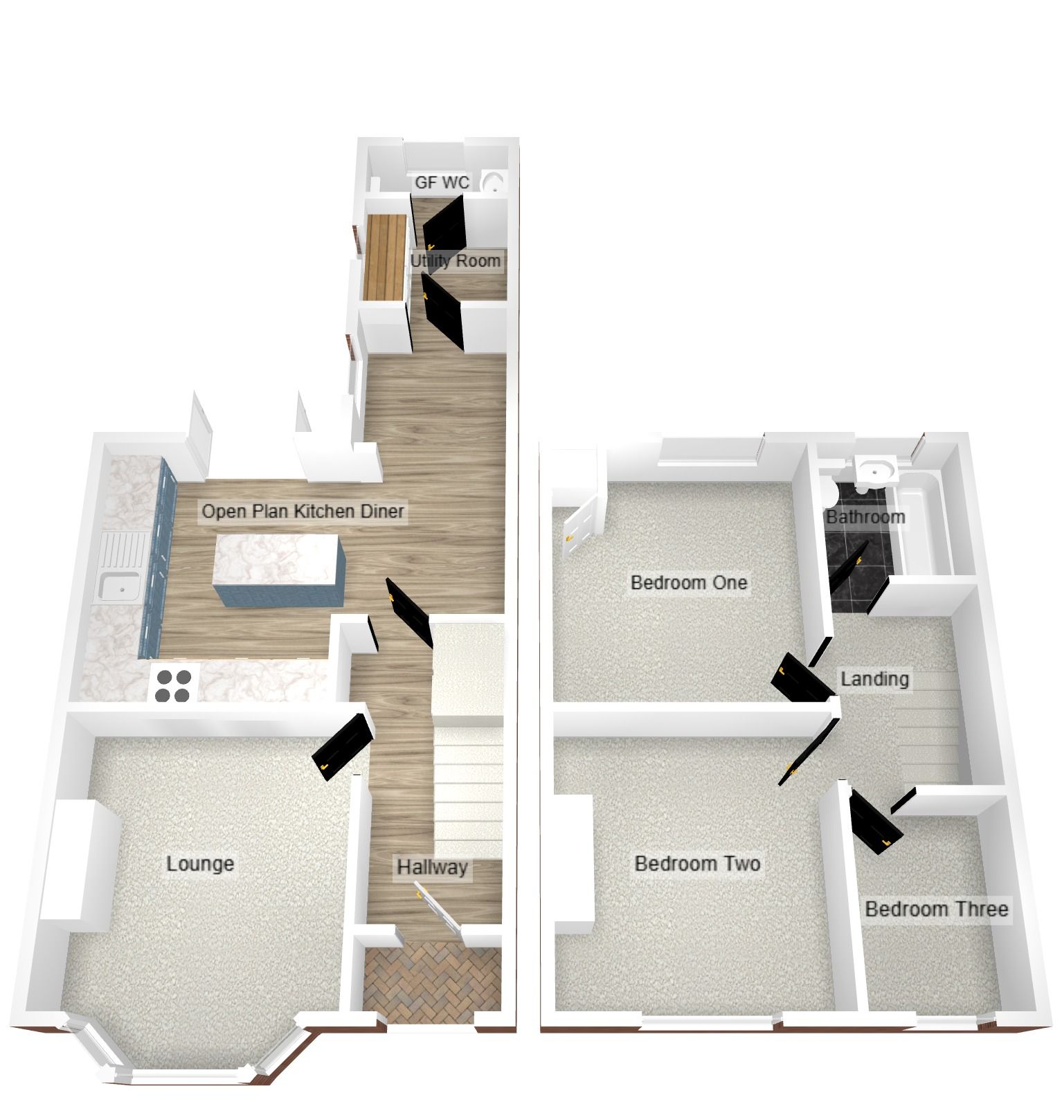 3 bedroom mid terraced house Sold in Coventry - Floorplan 2.