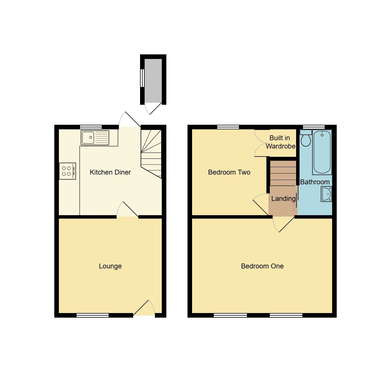 2 bedroom mid terraced house SSTC in Coventry - Floorplan 1.