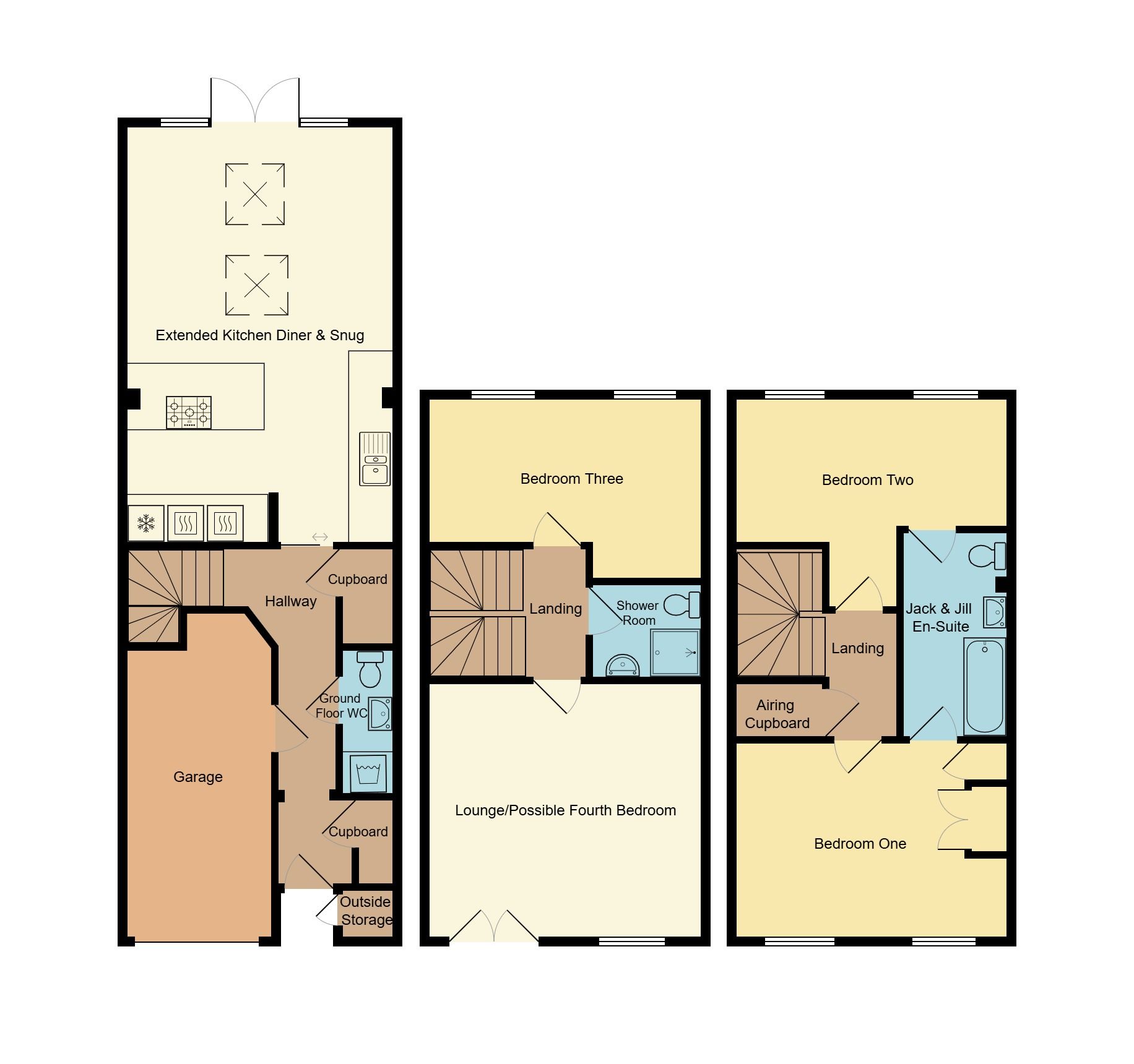 4 bedroom town house For Sale in Coventry - Floorplan 1.