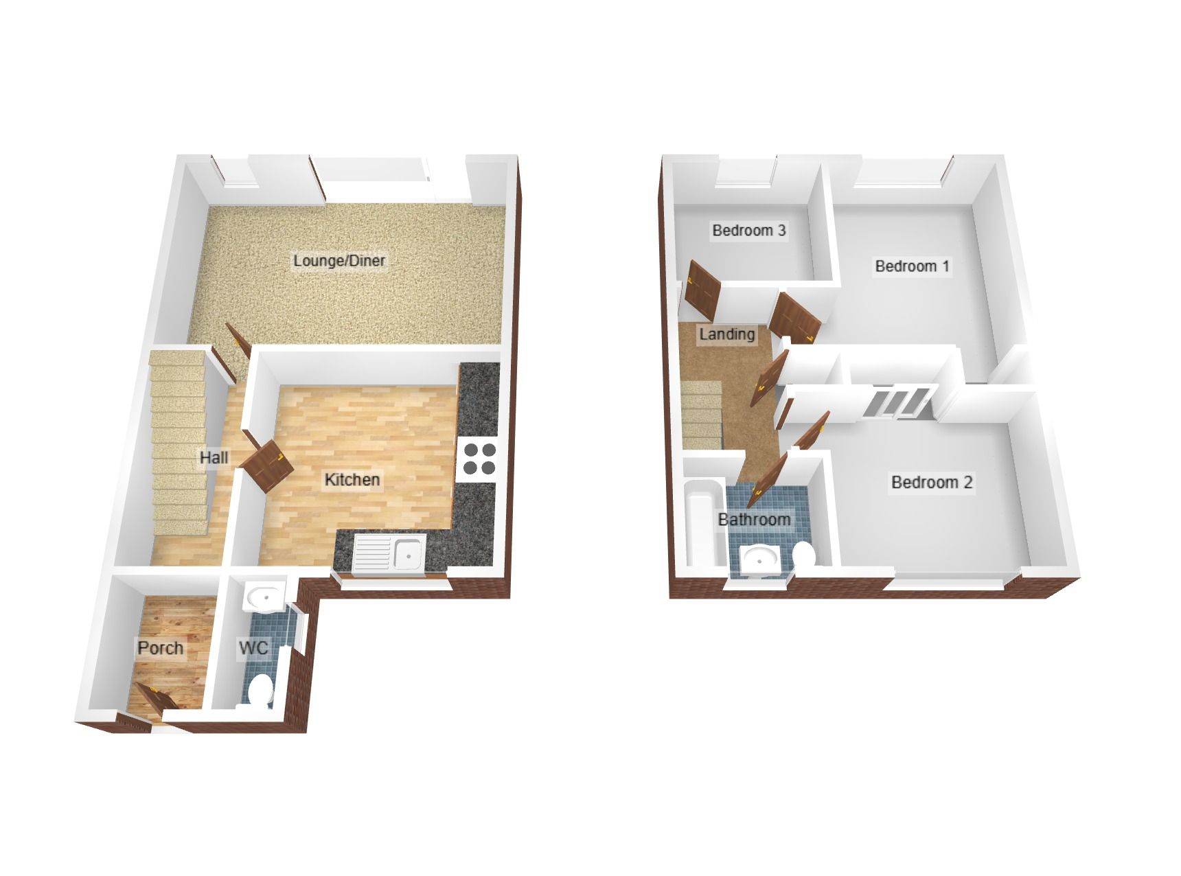 3 bedroom mid terraced house To Let in Coventry - Floorplan 2.