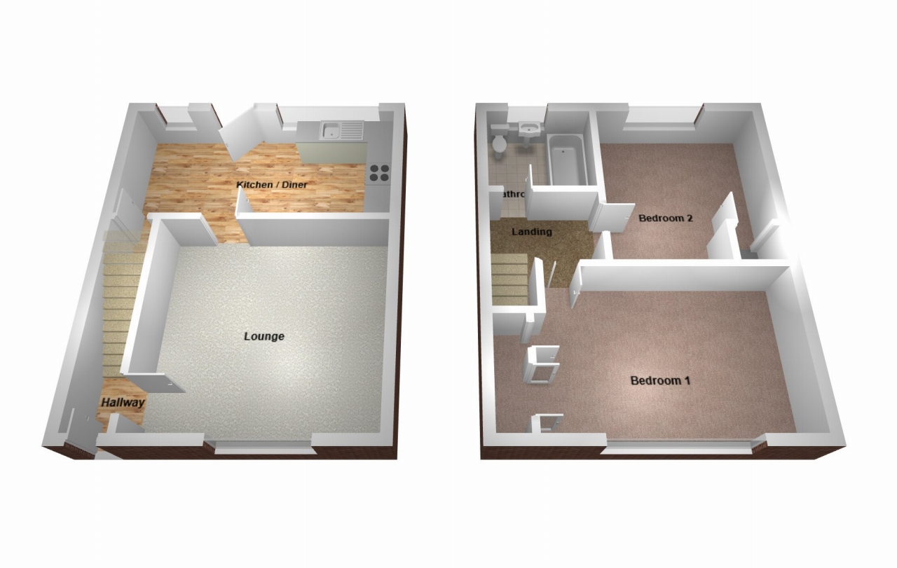 2 bedroom mid terraced house Let in Coventry - Floorplan 1.