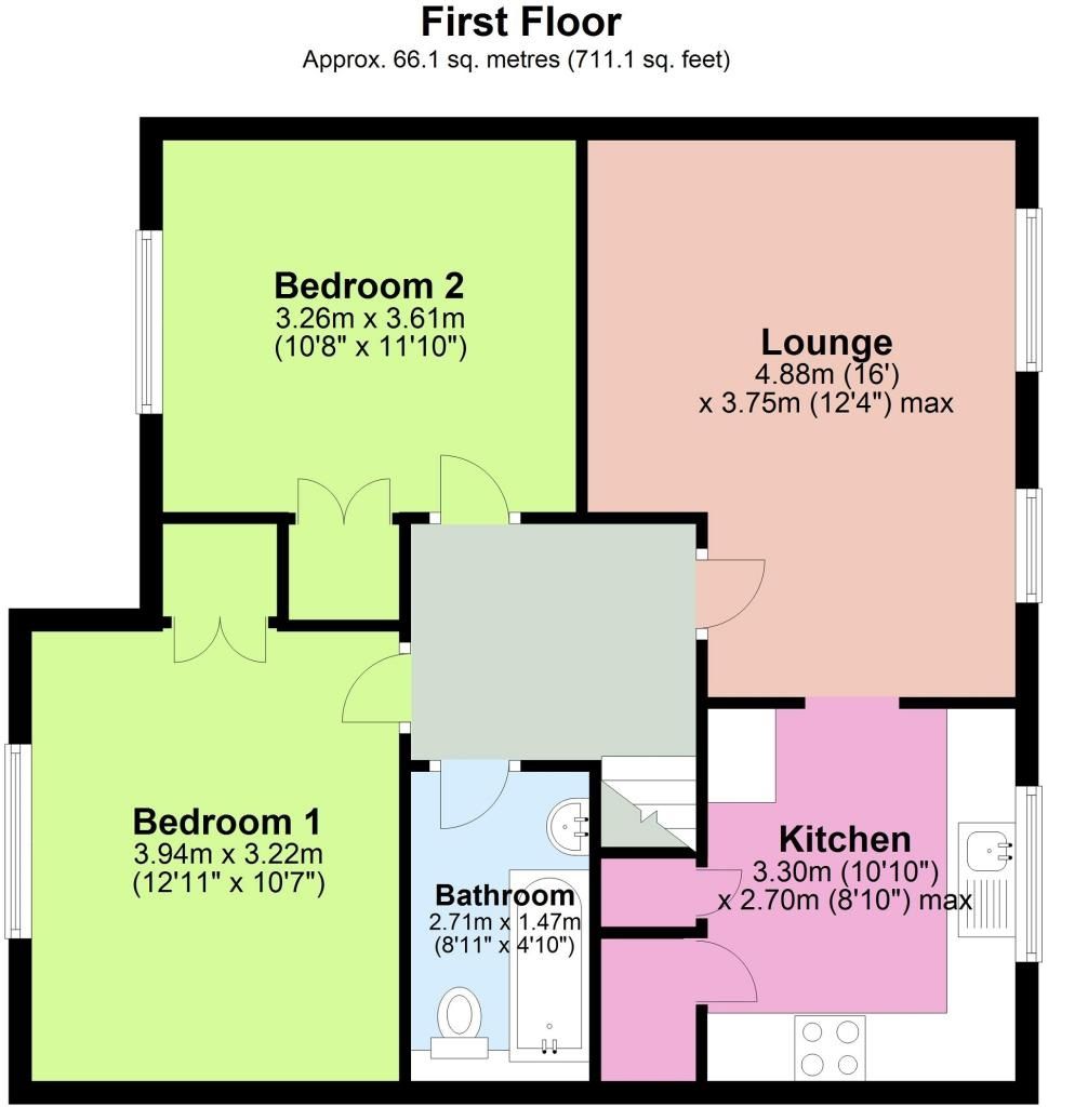 2 bedroom flat flat/apartment Sold in Epsom - Floorplan 1