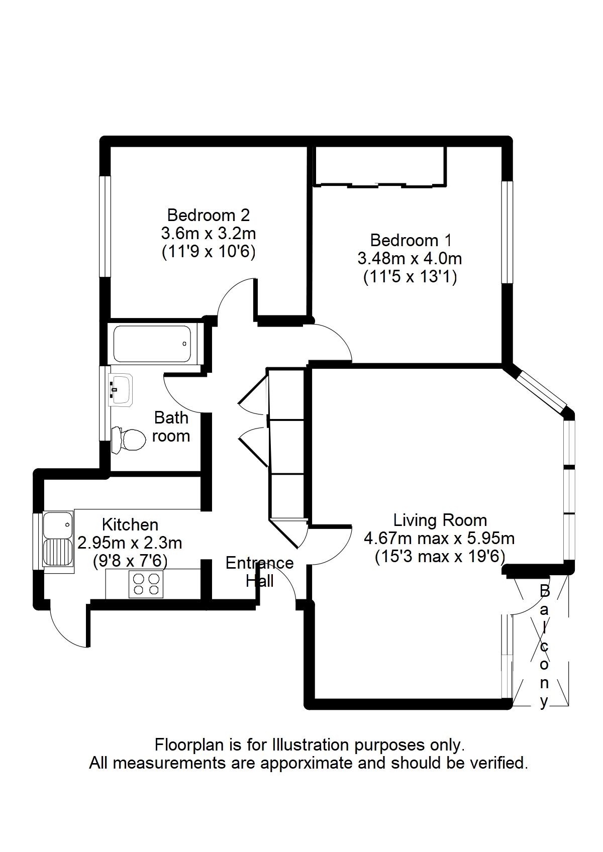 2 bedroom flat flat/apartment Sold in Surbiton - Floorplan 1