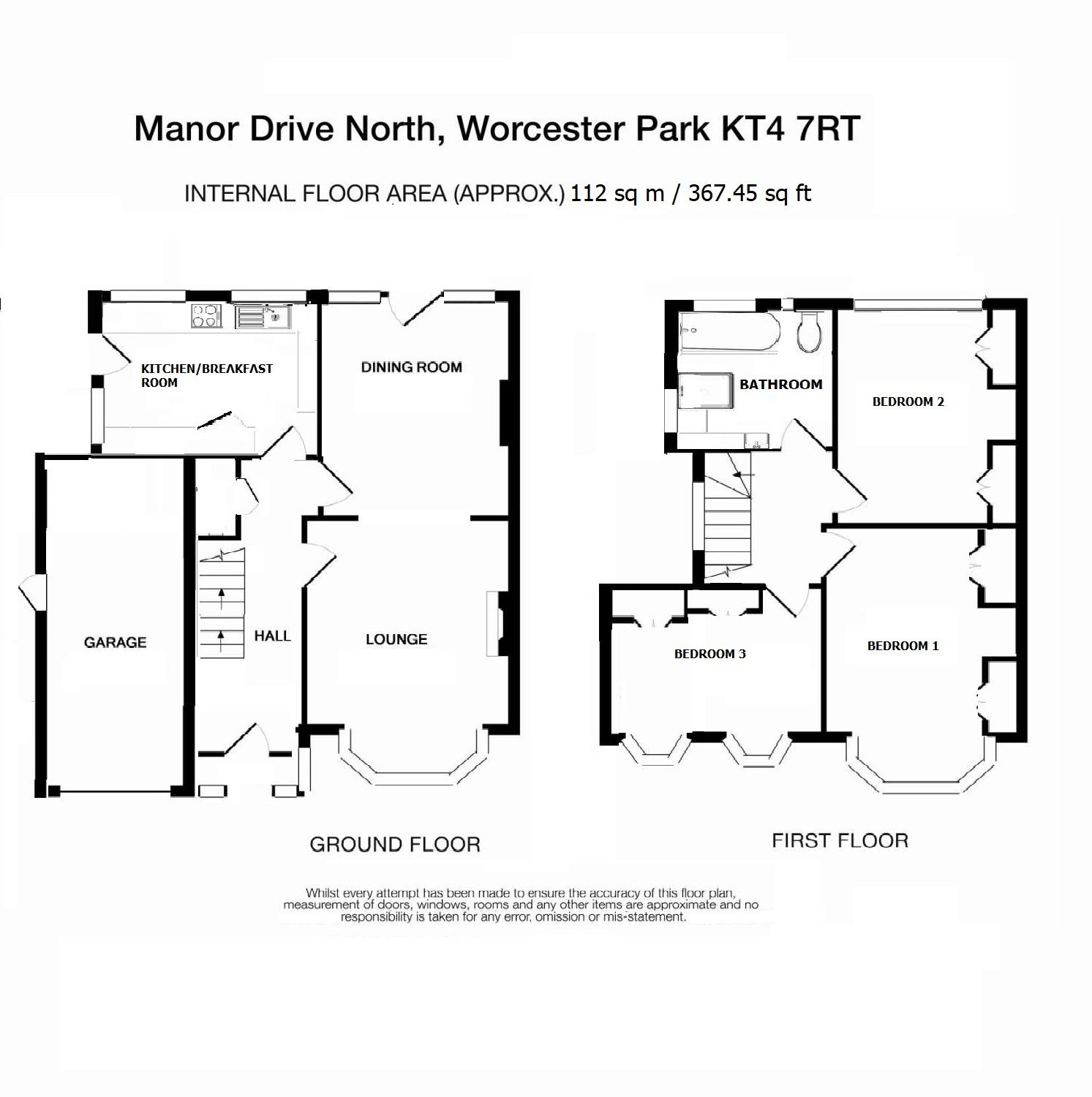 3 bedroom semi-detached house Let in Worcester Park - Floorplan 1