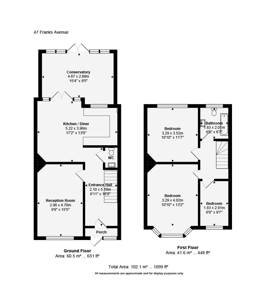 3 bedroom mid terraced house Sold in New Malden - Floorplan 1