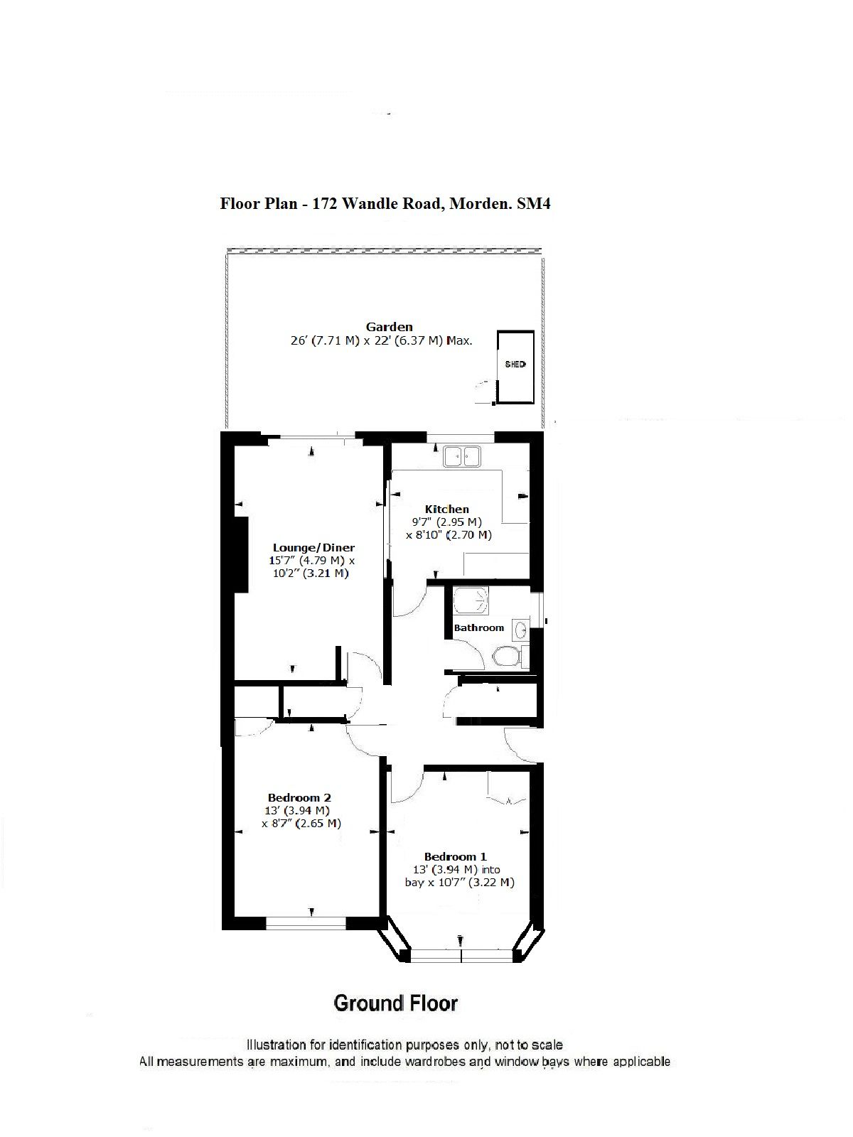 2 bedroom flat flat/apartment Sold in Morden - Floorplan 1