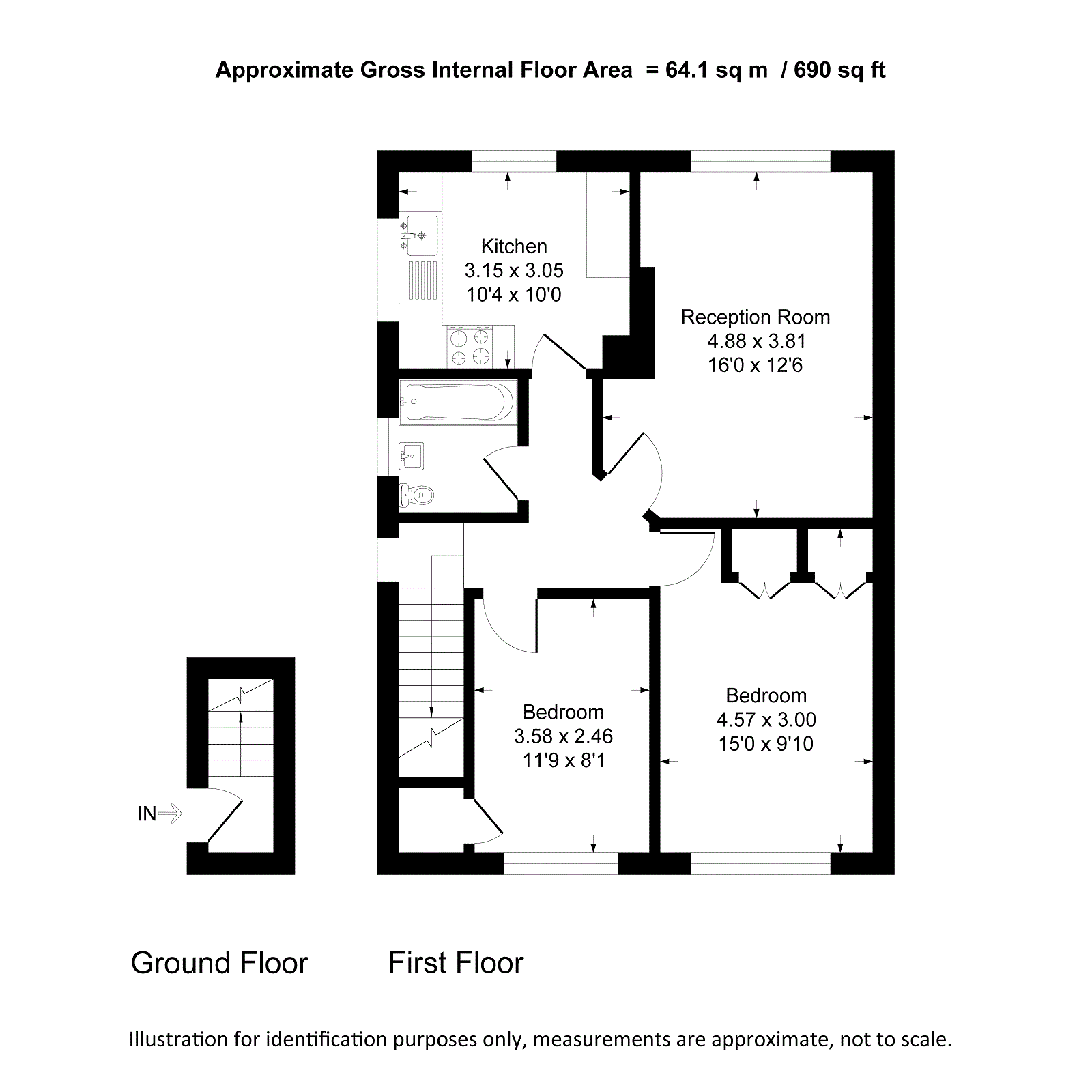 2 bedroom flat flat/apartment Sold in New Malden - Floorplan 1