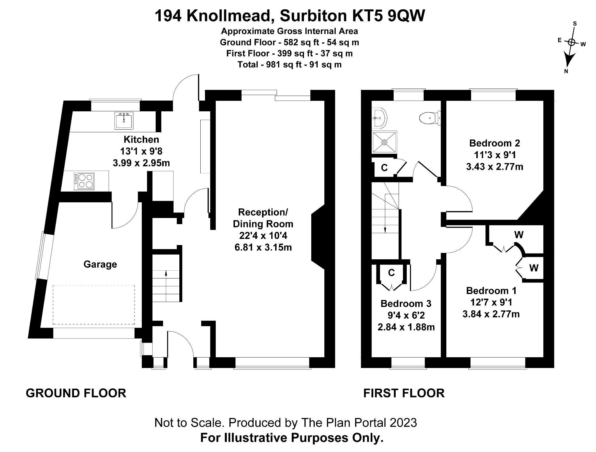 3 bedroom end terraced house Sold in Surbiton - Floorplan 1