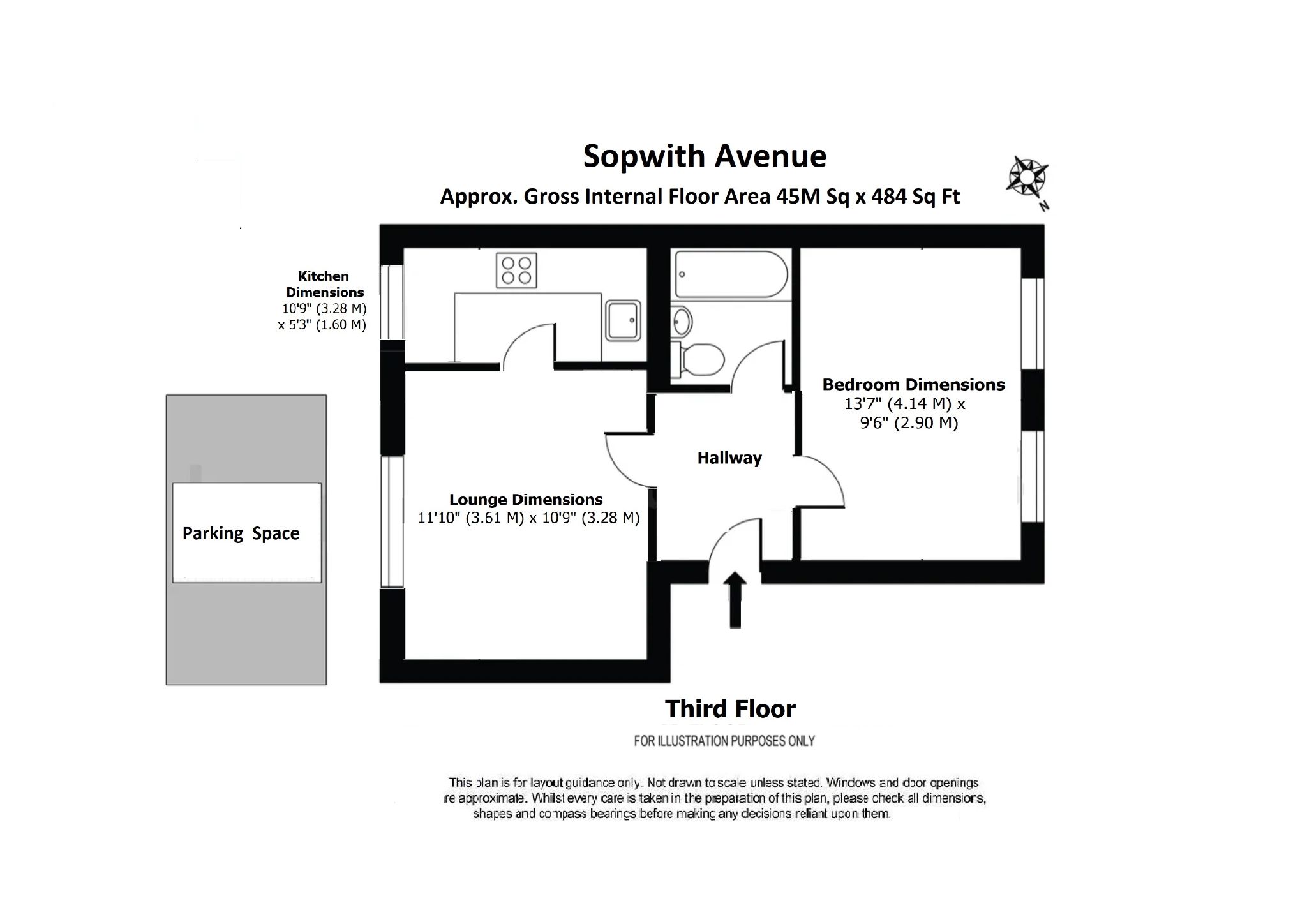 1 bedroom flat flat/apartment Sale Agreed in Chessington - Floorplan