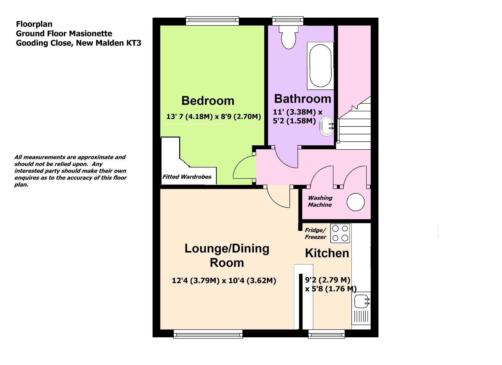 1 bedroom ground floor maisonette flat/apartment Sale Agreed in New Malden - Floorplan