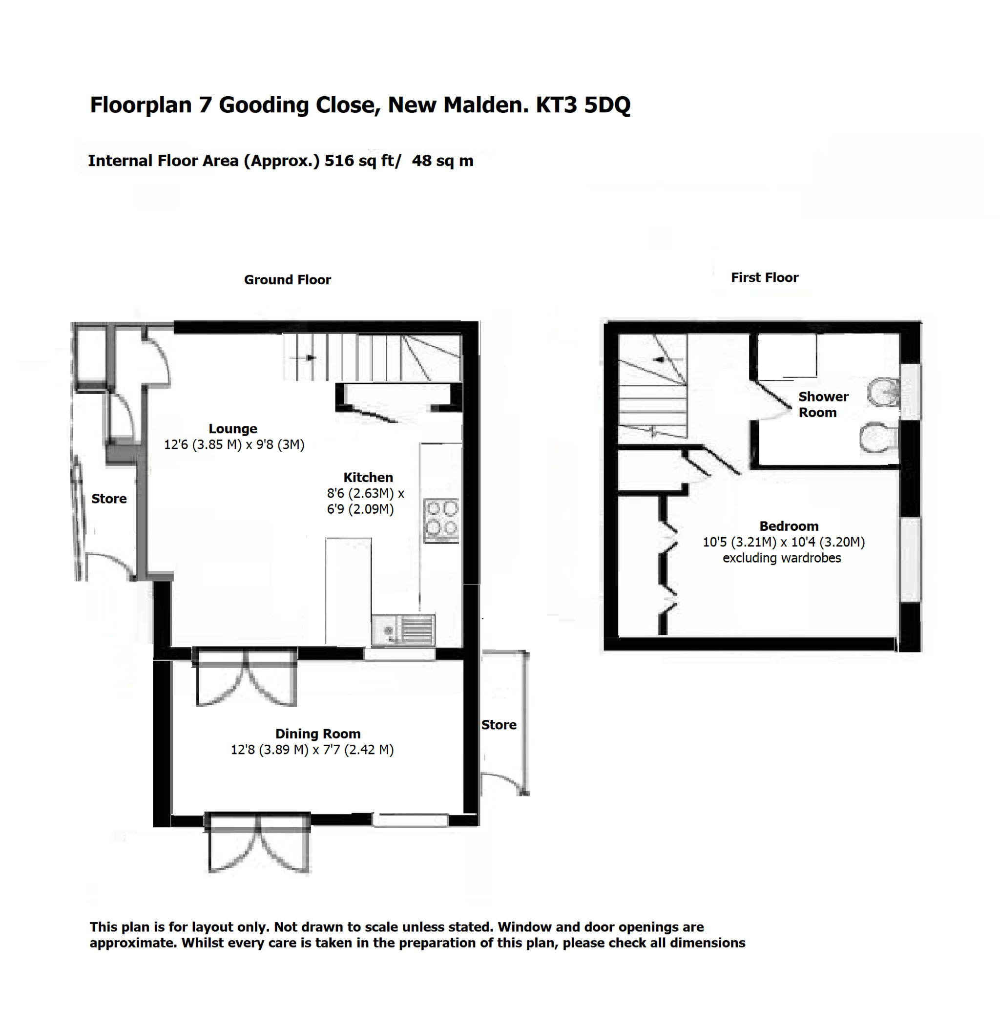 1 bedroom end terraced house To Let in New Malden - Floorplan