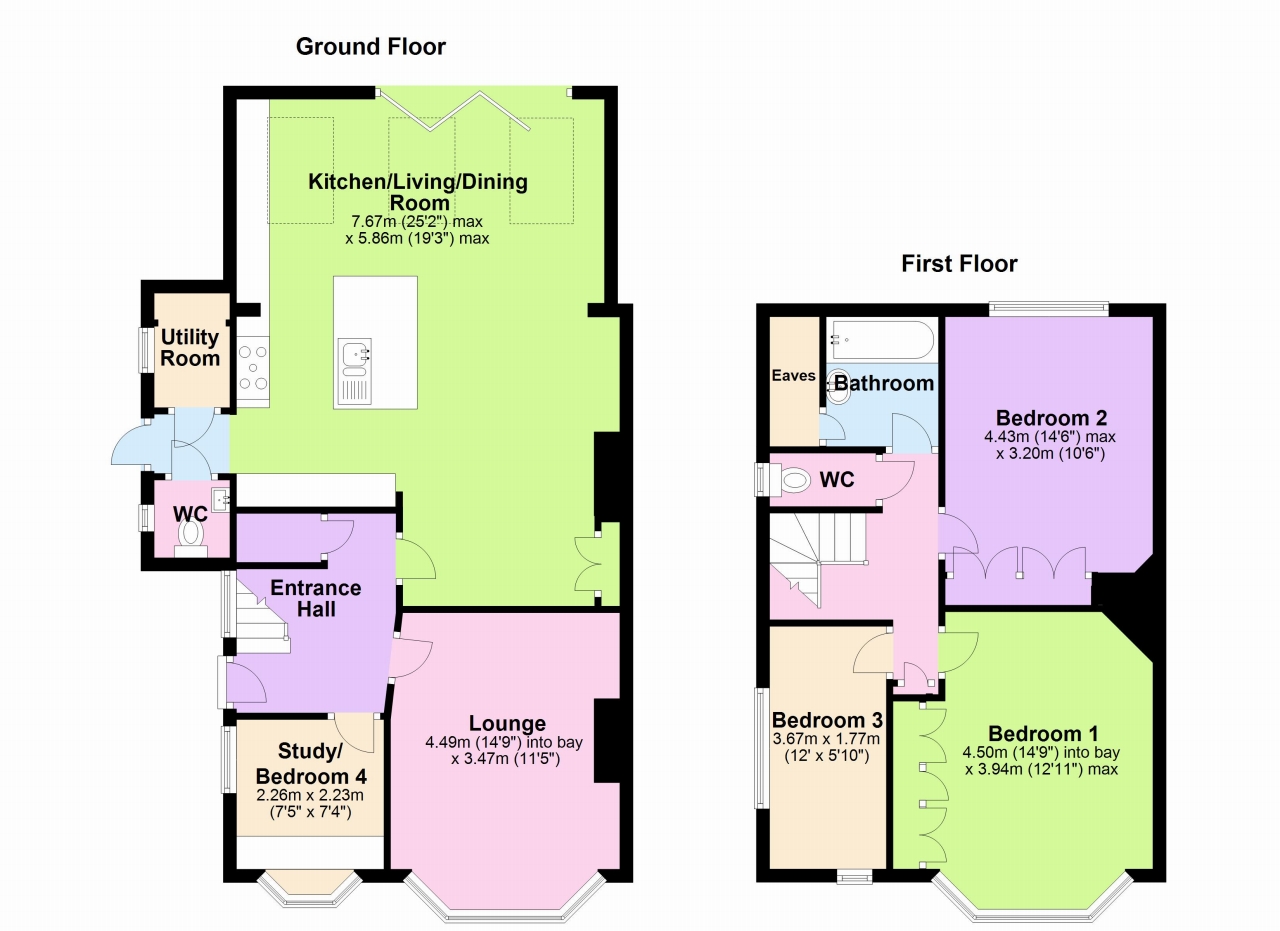 3 bedroom semi-detached house Sold in New Malden - Floorplan 1